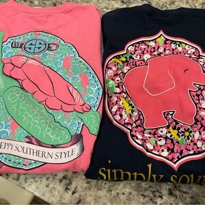 Simply Southern Kids' Coral and Navy Tees